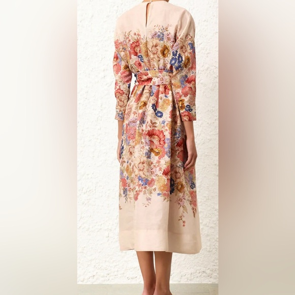 NEW Zimmermann August Tie Waist Midi Dress Petite 0/XS - Picture 2 of 4